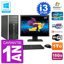 PC HP 6300 MT Ecran 22" Core i3-2120 RAM 16Go Disque 1To Graveur DVD Wifi W7 - Occasion