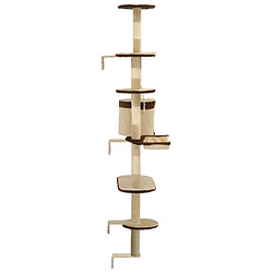 Arbre à chat,niche pour chat en sisal Montage mural 194 cm Beige et marron -MN14184 pas cher