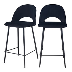 Rendez Vous Deco Chaise de bar mi-hauteur Pénélope noire 65 cm (lot de 2)