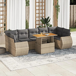 vidaXL Salon de jardin avec coussins 8 pcs beige résine tressée