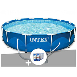 Kit piscine tubulaire Intex Metal Frame ronde 3,66 x 0,76 m + 6 cartouches de filtration