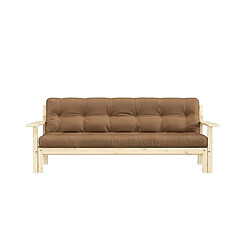 Inside 75 Canapé convertible futon UNWIND pin naturel coloris mocca 130 x 190 cm.