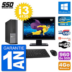 PC Dell 7020 SFF Ecran 19" Intel i3-4130 RAM 4Go SSD 960Go Windows 10 Wifi - Occasion