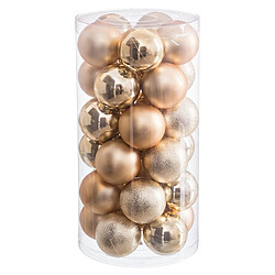 BigBuy Home Boules de Noël Doré Plastique Ø 6 cm (30 Unités)