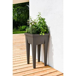 EDA Plastiques Espace Potager Veg&Table URBAN Taupe - L38,5 x P38,5 x H68 cm - 4 bouchons d'évacuation - EDA