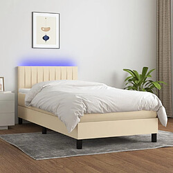 Sommier à lattes LED,Cadre à lattes de lit avec matelas pour Adulte Crème 90x200 cm Tissu -MN49564