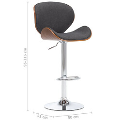 vidaXL Tabouret de bar Gris Tissu pas cher