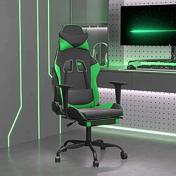 Maison Chic Chaise de jeu, Chaise gaming de massage et repose-pied, Fauteuil gamer,Chaise de Bureau Noir et vert Similicuir -GKD37231