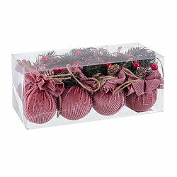 Avis BigBuy Christmas Boules de Noël Multicouleur Rose Velours côtelé Foam 6 x 6 x 6 cm (8 Unités)