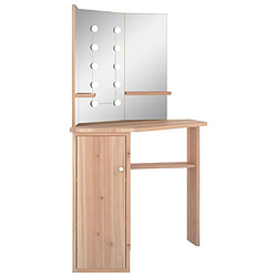 Helloshop26 Coiffeuse table de maquillage design meuble mobilier de chambre d'angle avec led 111 x 54 x 141,5 cm chêne 02_0006356