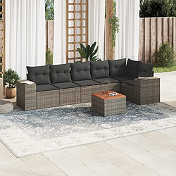 Maison Chic Salon de jardin avec coussins 7 pcs | Ensemble de Table et chaises | Mobilier d'Extérieur gris résine tressée -GKD53745