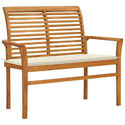 Maison Chic Banc de jardin | Banquette de jardin | Chaise Relax avec coussin crème 112 cm Bois de teck massif -MN39444