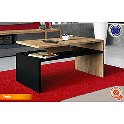 Dusine Table basse - PRAIA - Noir et finition bois avec rangement 90-50 cm