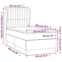 vidaXL Sommier à lattes de lit avec matelas Bleu 80x200 cm Tissu pas cher