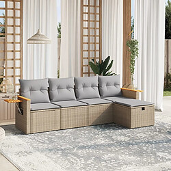 Maison Chic Ensemble à manger d'extérieur 5 pcs avec coussins,Salon de jardin,Mobilier de jardin mélange beige résine tressée -GKD237879