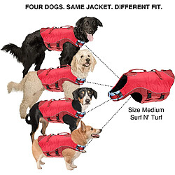 Kurgo Gilet de sauvetage aquatique Surf n ?Turf pour chien, Veste de sécurité gonflable pour chiens, pour toutes les activités nautiques, Réfléchissant, Réglable, rouge, Taille S