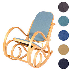 Mendler Fauteuil à bascule M41, fauteuil TV, bois massif ~ aspect chêne, bleu