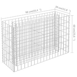 vidaXL Lit surélevé à gabion Acier galvanisé 90x30x60 cm pas cher