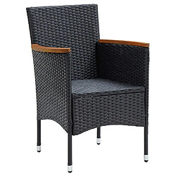 Maison Chic Ensemble à manger d'extérieur 7 pcs avec coussins,Salon de jardin,Mobilier de jardin Résine tressée Noir -GKD984842 pas cher