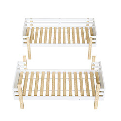 KOMHTOM Lit superposé pour enfant blanc 90 x 190 cm, cadre en bois massif, convertible en deux lits à plateforme