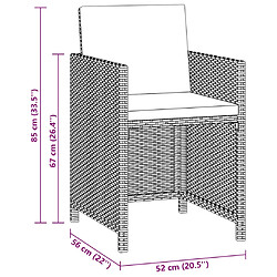 vidaXL Ensemble à manger de jardin coussins 3pcs Résine tressée Gris pas cher