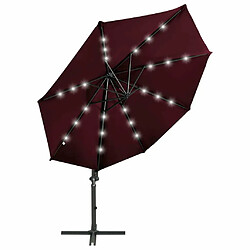 Maison Chic Parasol Jardin | Parasol déporté avec mat et lumières LED Rouge bordeaux 300 cm - GKD17571 pas cher