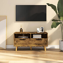 vidaXL Meuble TV chêne fumé 90x40x48,5 cm bois d'ingénierie