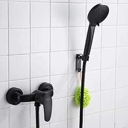 iDeko® Robinet de douche salle de bain mural avec pommeau de douche 3 modèle de pluie en laiton céramique Noir