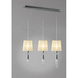 Luminaire Center Suspension Tiffany 3+3 Ampoules E27+G9 Line, chrome poli avec Abat jour crèmes & cristal transaparent