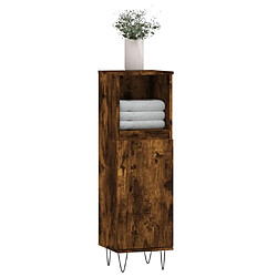 Avis Maison Chic Armoire de bain,Meuble de rangement de salle de bain,Meuble haut chêne fumé 30x30x100 cm bois d'ingénierie -GKD861155