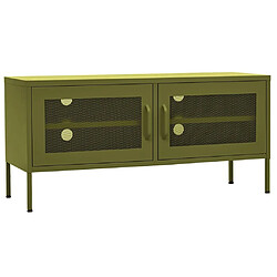 Maison Chic Meuble TV scandinave - Banc TV pour salon Vert olive 105x35x50 cm Acier -MN81056