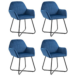 vidaXL Chaises à manger lot de 4 Bleu Velours 