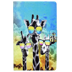 Etui en PU fermeture magnétique avec porte-cartes Girafes pour votre Samsung Galaxy Tab A8 (2021) SM-X200/SM-X205