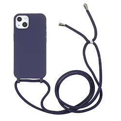 Coque en TPU anti rayure avec lanière réglable bleu foncé pour votre Apple iPhone 13 6.1 pouces