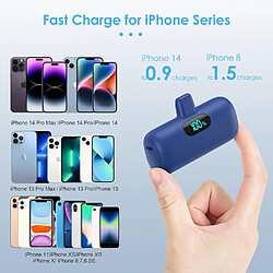 SANAG Mini Batterie Externe Pour Iphone 5000Mah, M À Niveau 15W Pd 3.0A Charge Rapide, Compact Et Léger Power Bank Écran Lcd Chargeur Portable Compatible Avec Iphone 14/14 Pro /13/12/11/X/8/7/6 - Bleu