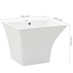 vidaXL Lavabo mural Céramique Blanc 500 x 450 x 410 mm pas cher