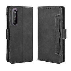 Etui en PU avec plusieurs porte-cartes noir pour votre Sony Xperia 1 II