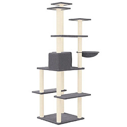 Arbre à chat avec griffoirs,niche pour chat en sisal Gris foncé 167 cm -MN73511 pas cher