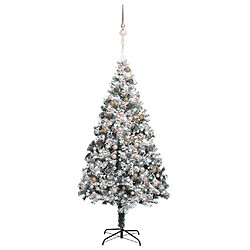 vidaXL Arbre de Noël artificiel pré-éclairé et boules vert 240 cm PVC