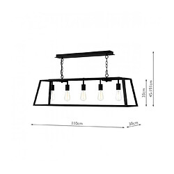 Acheter Luminaire Center Suspension Academy Noir mat,verre 5 ampoules 33cm