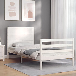 Maison Chic Cadre/structure de lit et tête de lit pour adulte - Lit Moderne Chambre blanc 100x200 cm bois massif -MN80637