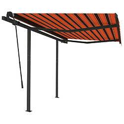 Maison Chic Store banne | Auvent rétractable de porte | Marquise Brise-soleil automatique et poteaux 3x2,5 m Orange marron -GKD47447