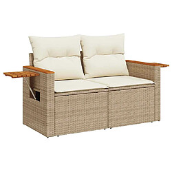 Avis vidaXL Salon de jardin avec coussins 7 pcs beige résine tressée acacia