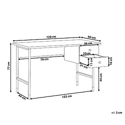 Beliani Bureau effet bois clair / noir avec 2 tiroirs 120 x 60 cm ABILEN