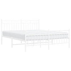 Avis Maison Chic Lit adulte - Lit simple Cadre de lit métal avec tête de lit/pied de lit,Structure du lit Contemporain pour chambre blanc 150x200cm -MN67757