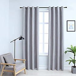 vidaXL Rideaux occultants avec anneaux en métal 2 pcs Gris 140x225 cm