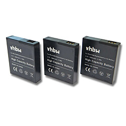 vhbw 3x Li-Ion batteries 1000mAh (3.7V) pour appareil photo vidéo Maginon Action Cam AC-800W