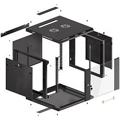 Armoire rack 19 murale 9U F600 FlatPack couleur noir RAL9004 Lanberg WF01-6609-10B