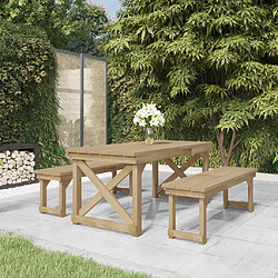 Maison Chic Ensemble de salle à manger de jardin 3 pcs,Table et chaises d'extérieur Bois de pin imprégné -GKD686003