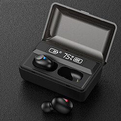 Universal Écran numérique intelligent Bluetooth 5.0 Casque sans fil 9D TWS Stéréo Sport Bouchons d'oreille étanches Bouchons d'oreille avec microphone(Le noir)